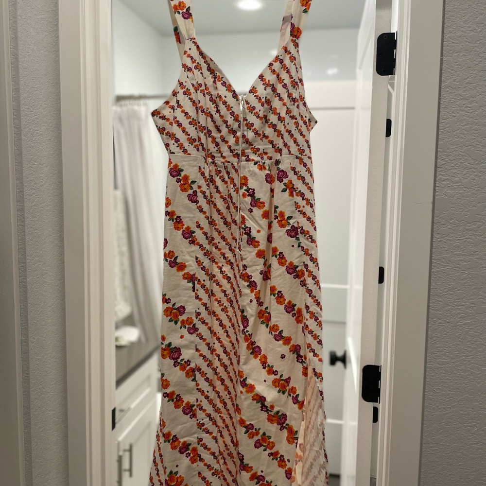 for Love and Lemons Georgia Linen-Blend Midi Dress